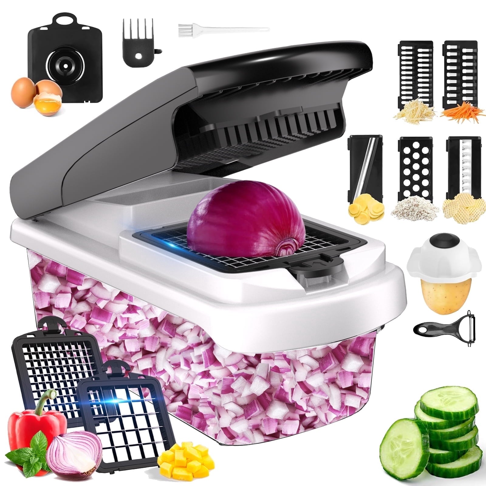 Aonhom-Vegetable-Chopper-Food-Slicer-15-1-Multi-Function-Food-Chopper-Onion-Veggie-Cheese-Grater-Vegetables-Cutter-Large-Container-Kitchen-Gadgets-Wh_01fed6f1-5e50-4197-8734-42b44ace0 Aonhom Vegetable Chopper Food Slicer, 15 in 1 Multi-Function Food Chopper for Onion, Veggie, Cheese Grater, Vegetable...